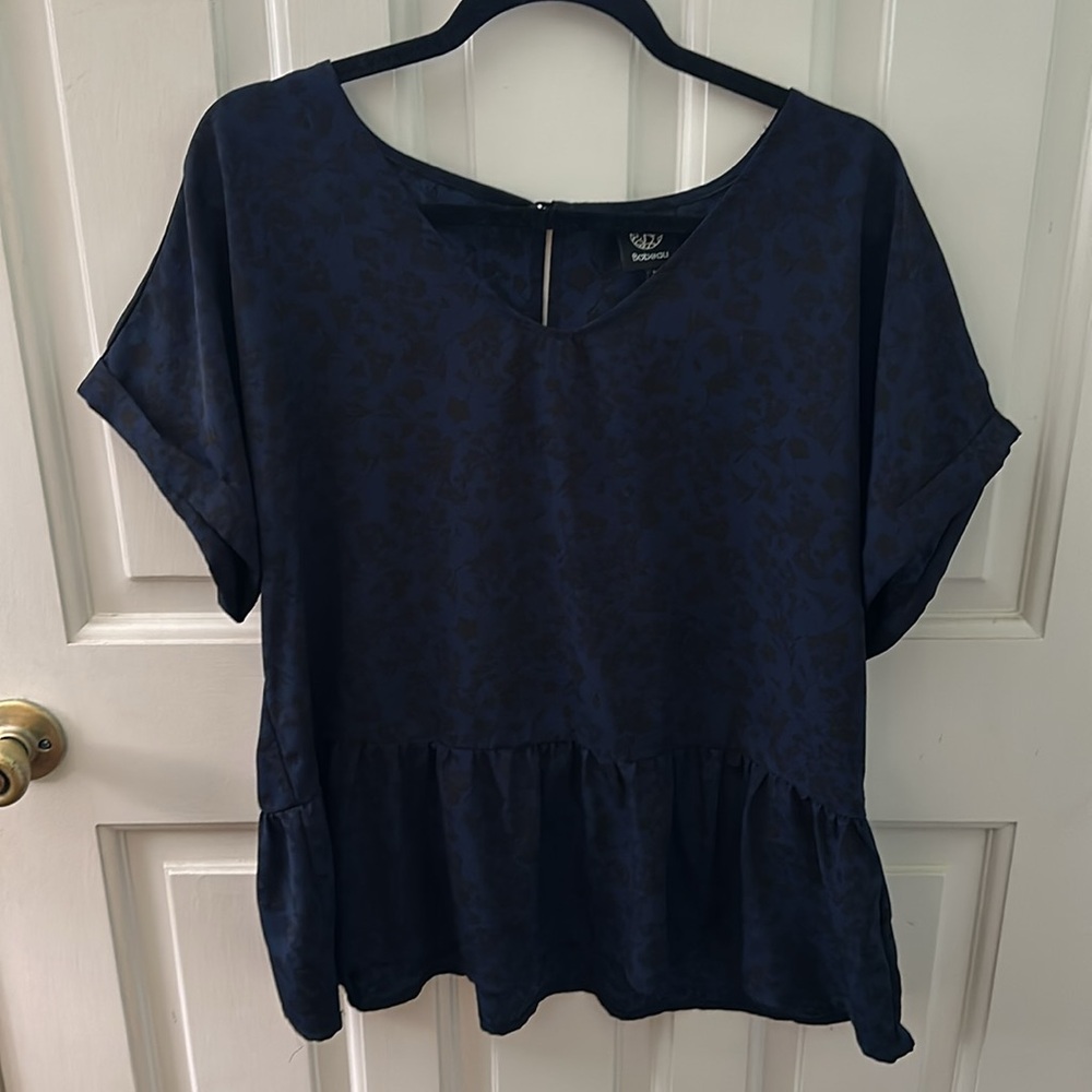 Bobeau Floral Peplum Top